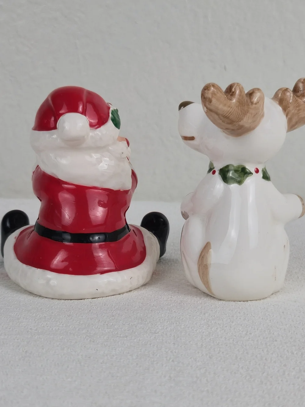 Vintage OCI Omnibus Santa & Reindeer Salt & Pepper Shakers